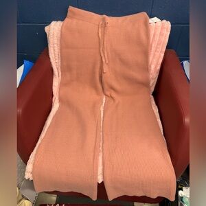 Forever 21+ Sweater Style Wide Leg Ribbed Pants in Peach